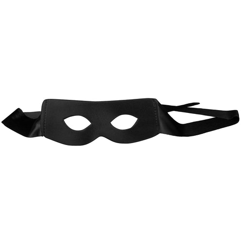 Zwart oogmasker met amandelvormige oogopeningen en lange linten om te knopen