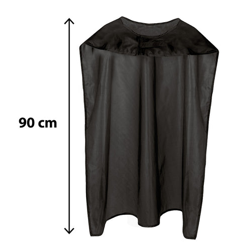 Zwarte cape van 90 cm uit de superheldenset, met gerimpelde staande kraag