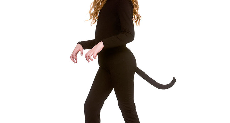 Zwarte kat pak Blacky kinderen: zwarte catsuit met lange staart en oren op diadeem, voor Halloween