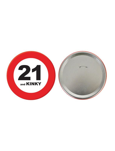 Funny Fashion 21e verjaardag button als verkeersbord