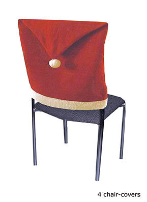 Funny Fashion 4 Stoelhoezen kerstmuts