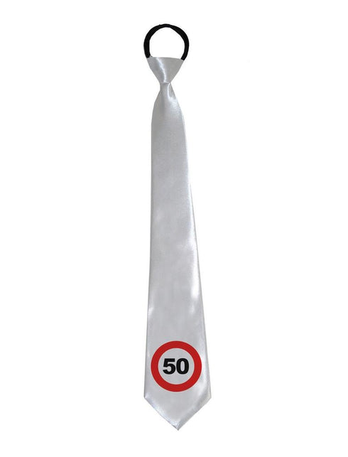 Funny Fashion 50 jaar stropdas met verkeersbord