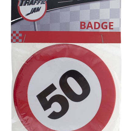 Funny Fashion 50e verjaardag button verkeersbord