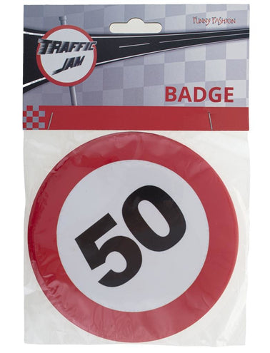 Funny Fashion 50e verjaardag button verkeersbord