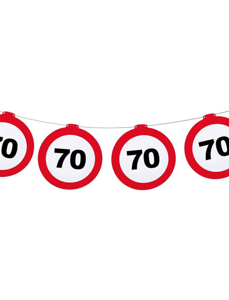 Funny Fashion 70 jaar slinger met verkeersbord 12mtr.