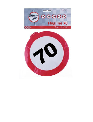 Funny Fashion 70 jaar slinger met verkeersbord 12mtr.