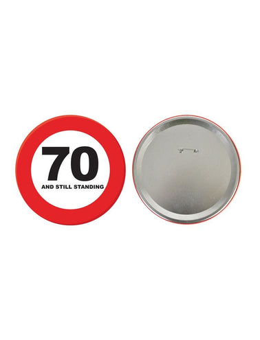 Funny Fashion 70e verjaardag button verkeersbord