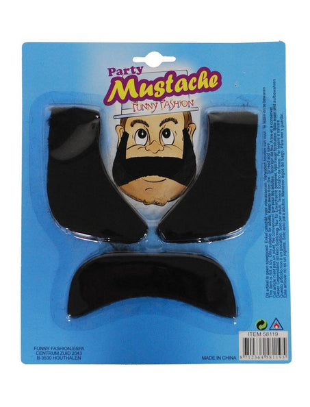 Funny Fashion Bakkebaarden met snor Blues