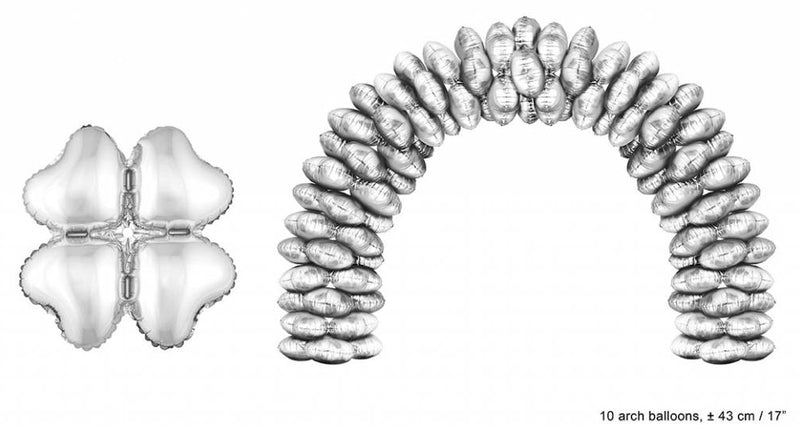 Funny Fashion Ballonboog folieballonnen hart Zilver