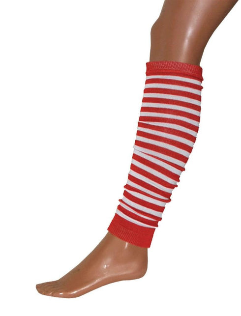 Funny Fashion Beenwarmers rood wit gestreept 50cm