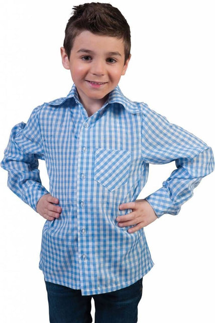 Funny Fashion Blauw wit geruite Tiroler blousen