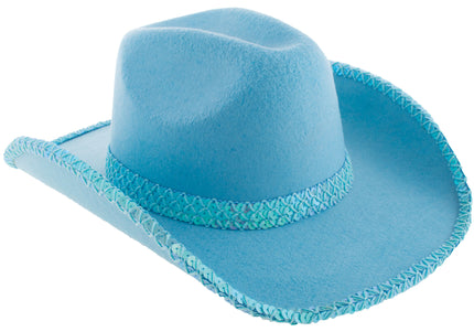 Funny Fashion Blauwe cowgirl hoed Saar