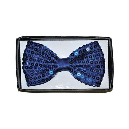 Funny Fashion Blauwe disco glitter strik met pailletten