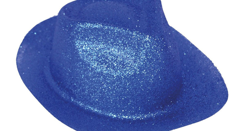 Funny Fashion Blauwe gleufhoed met glitters