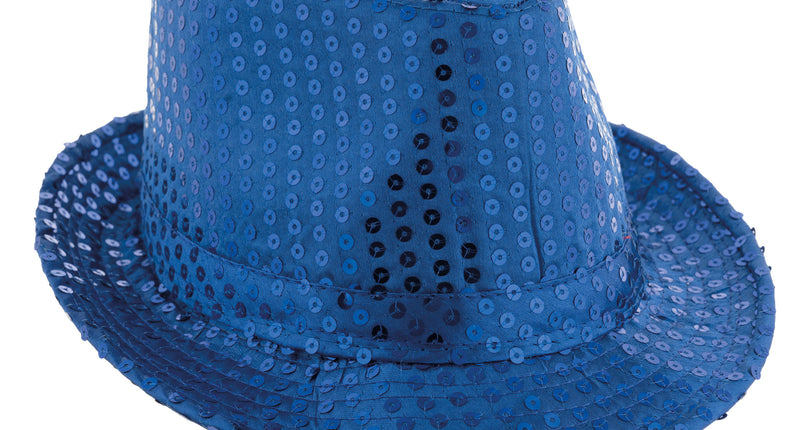 Funny Fashion Blauwe gleufhoed met pailletten