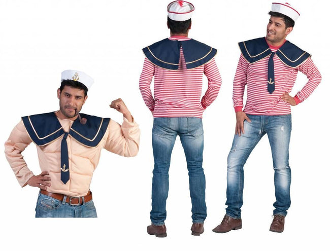 Funny Fashion Blauwe marine kraag met anker
