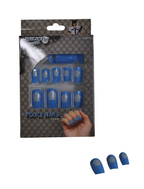 Funny Fashion Blauwe nepnagels politie agente