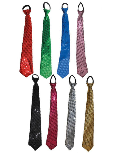 Funny Fashion Blauwe stropdas met pailletten