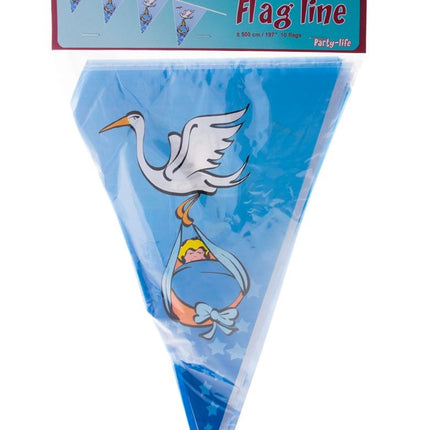 Funny Fashion Blauwe vlaggenlijn slinger jongen 5mtr.