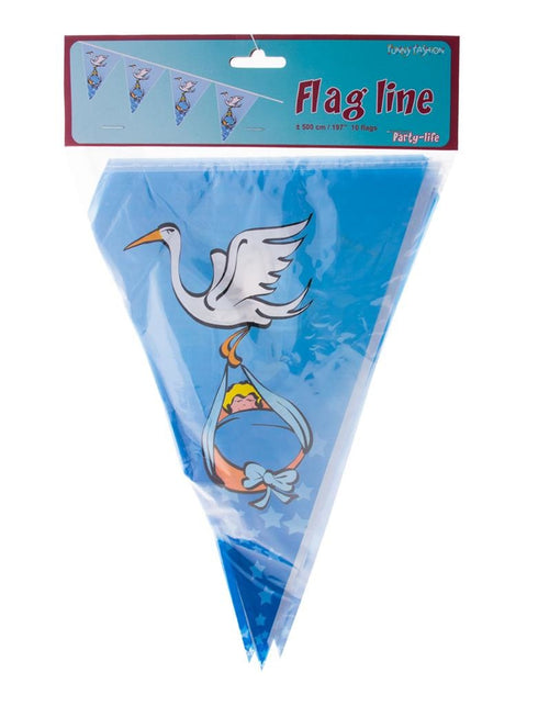 Funny Fashion Blauwe vlaggenlijn slinger jongen 5mtr.