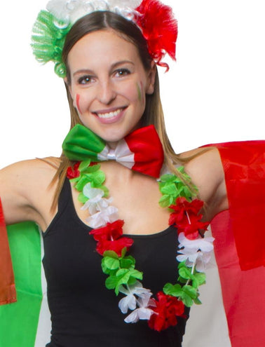 Funny Fashion Bloemenslinger rood groen wit