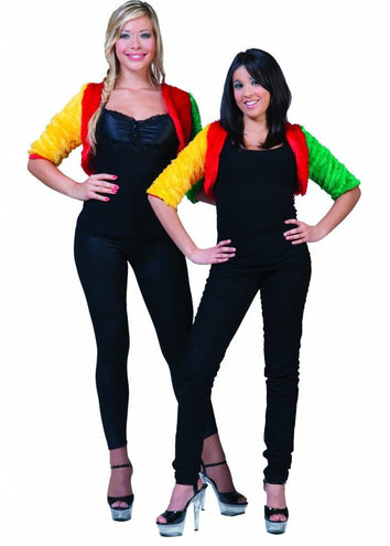 Funny Fashion Bolero rood-geel-groen fuzzy voor dames