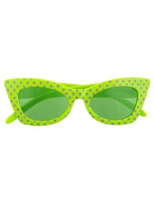 Funny Fashion Bril rock en roll neon groen met stippen