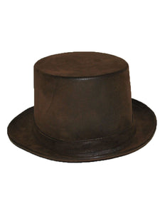 Funny Fashion Bruine hoge hoed lederlook