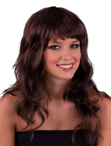 Funny Fashion Bruine pruik Noor lang golvend haar