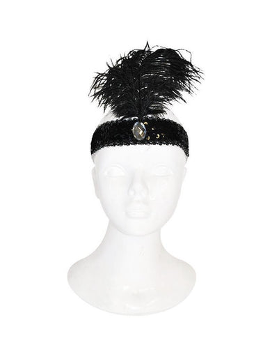 Funny Fashion Charleston hoofdband met veer zwart