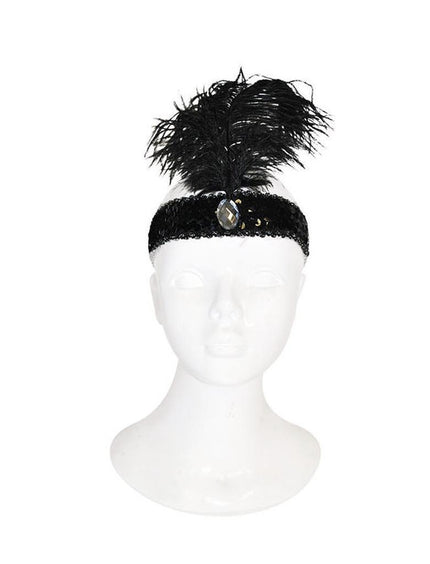 Funny Fashion Charleston hoofdband met veer zwart