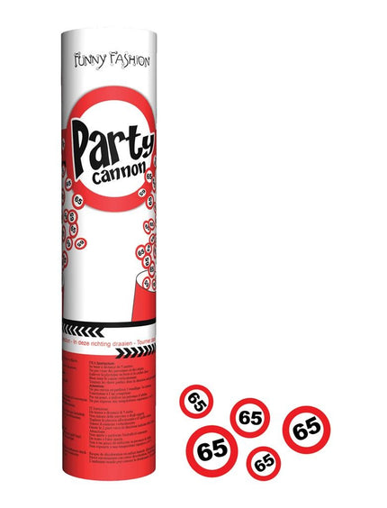 Funny Fashion Confetti kanon leeftijd 65 jaar