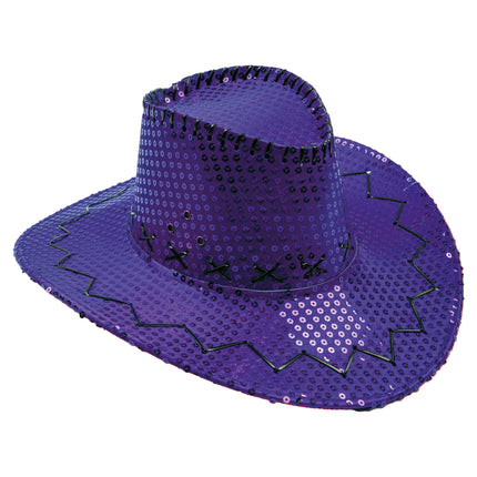 Funny Fashion Cowboyhoed pailletten paars