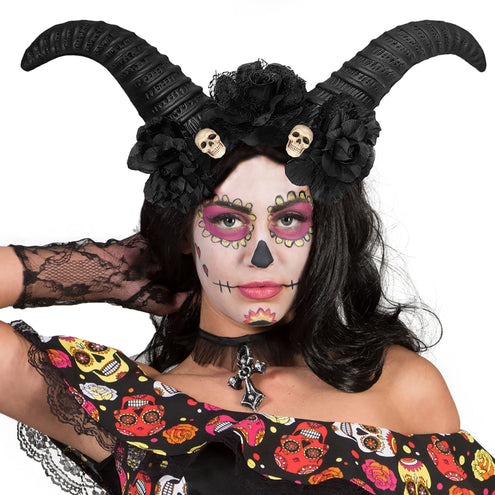 Funny Fashion Diadeem met zwarte hoorns