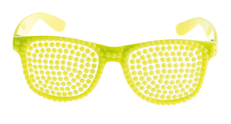 Funny Fashion Disco bril met parels in neon geel