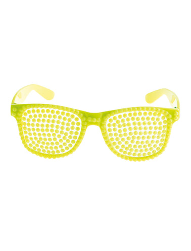 Funny Fashion Disco bril met parels in neon geel
