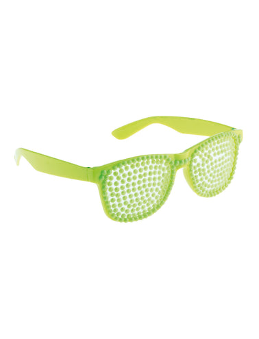 Funny Fashion Disco bril met parels in neon groen