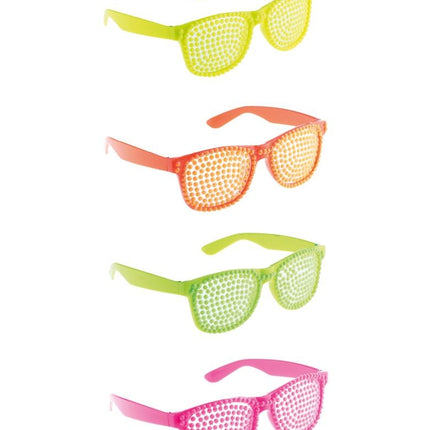 Funny Fashion Disco bril met parels in neon groen