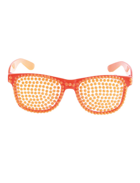 Funny Fashion Disco bril met parels in neon oranje
