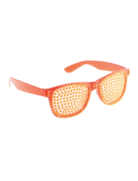 Funny Fashion Disco bril met parels in neon oranje