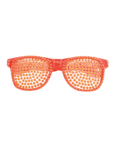 Funny Fashion Disco bril met parels in neon oranje