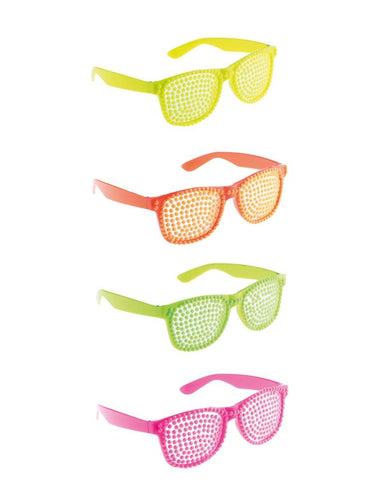 Funny Fashion Disco bril met parels in neon oranje