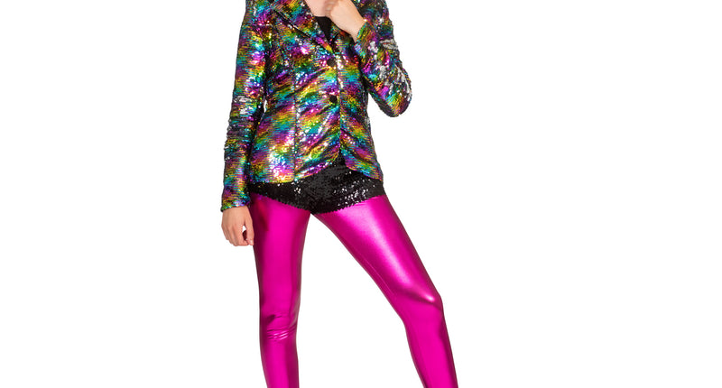 Funny Fashion Disco jas Amber in regenboog kleuren met glitters
