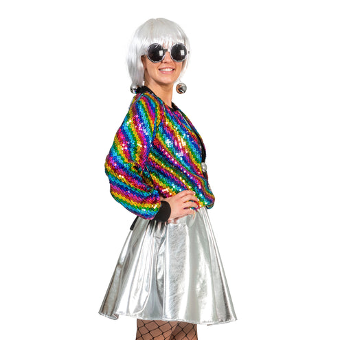 Funny Fashion Disco jas Tessa in regenboog kleuren dames