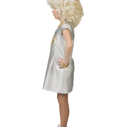 Funny Fashion Disco jurkje Elise zilver met gouden hart