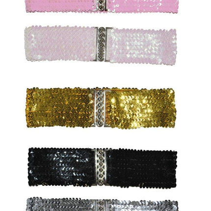 Funny Fashion Disco riemen met pailletten elastisch