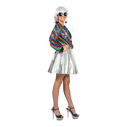 Funny Fashion Disco rok Milou zilver jaren 70