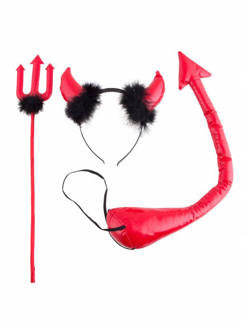Funny Fashion Duivel set driedelig met marabou