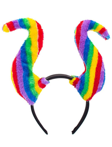 Funny Fashion Duivelshoorn diadeem regenboog kleuren