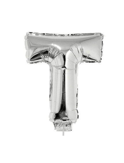 Funny Fashion Folie ballon letter T Zilver